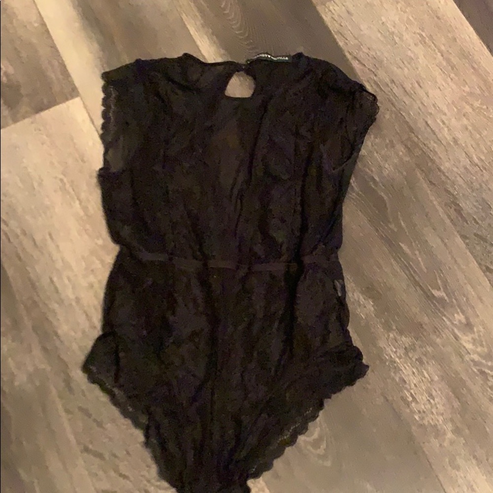 Black lace body suit